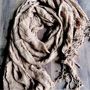 Pink taupe mushroom whimsical boho scarf